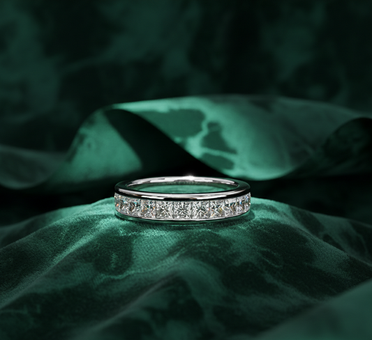 Princess Cut Diamond Eternity Band | Channel Set Luxury Wedding Ring
