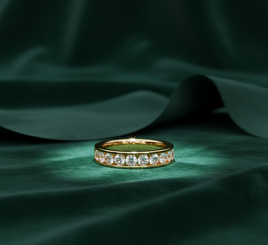 Round Cut Diamond Half Eternity Band | Channel Set Luxury Wedding Ring