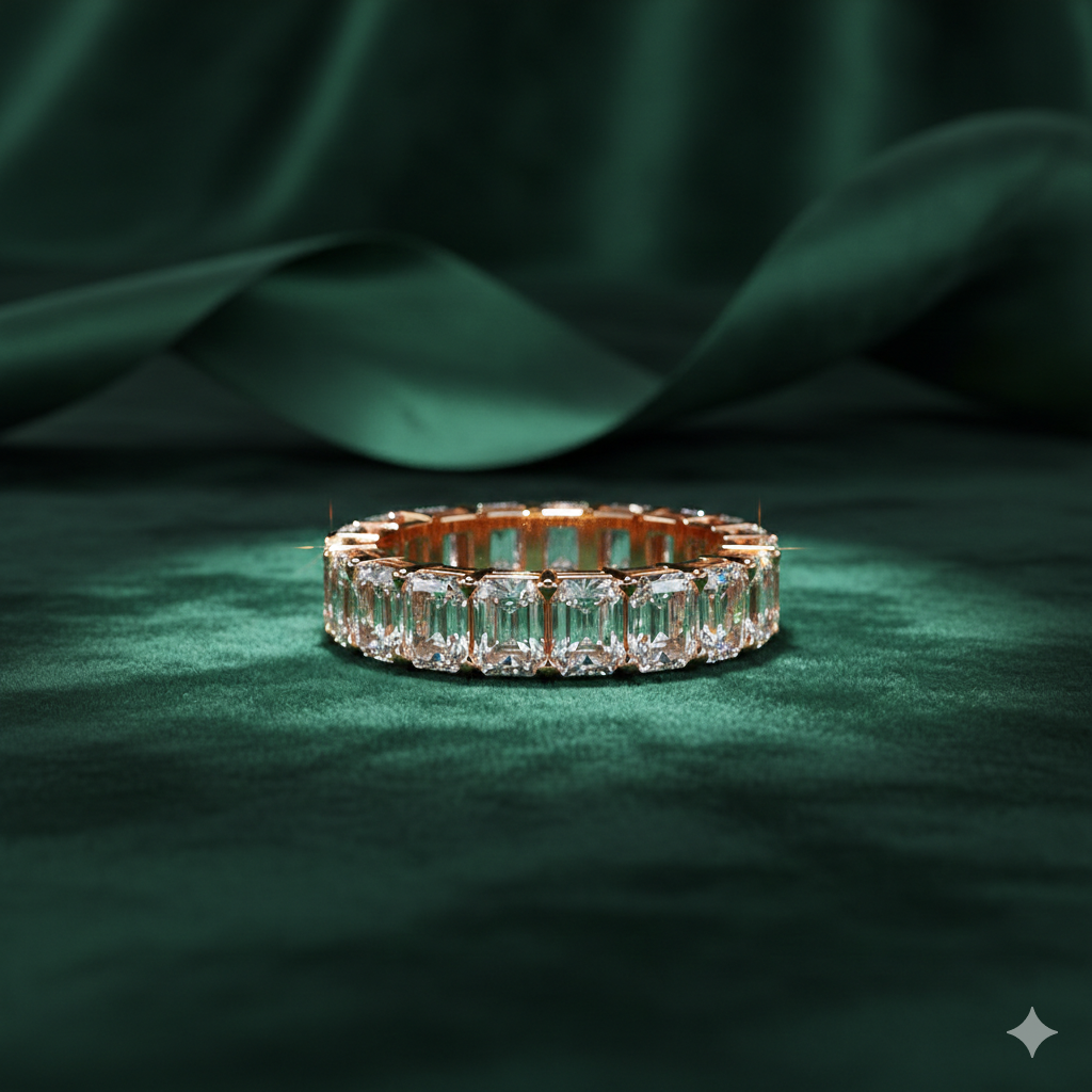 Emerald Cut Diamond Eternity Band | Luxury Wedding Ring