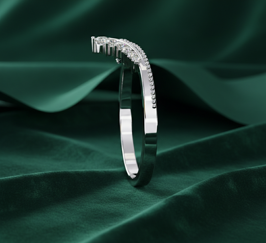 Diamond V Tiara Wedding Band | Crown Contour Ring