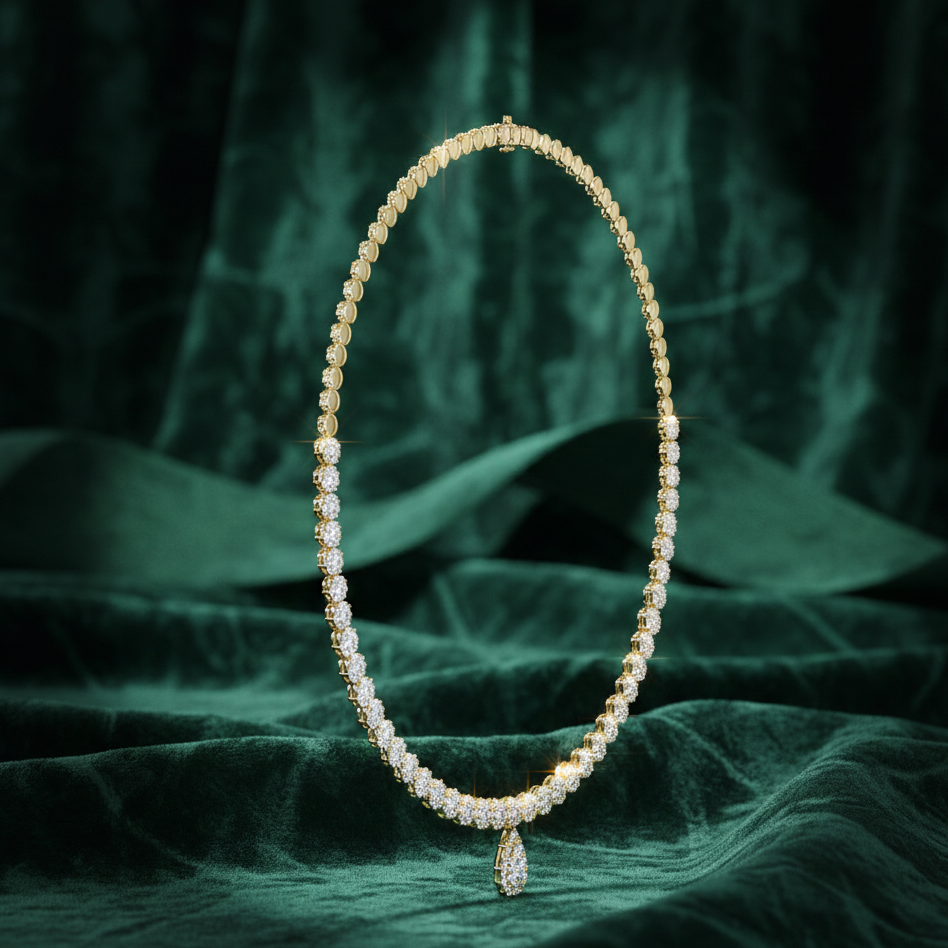 Round Brilliant Halo Serenity Necklace