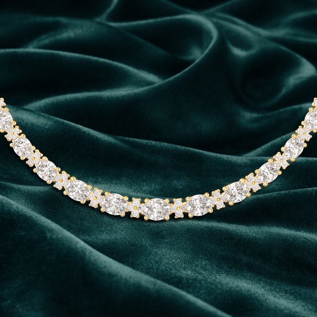 Graduated Oval Cut Diamond Tennis Chain