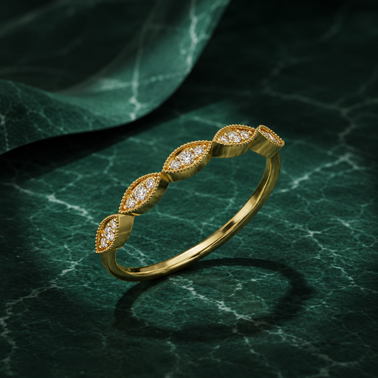 Beaded Marquise Cluster Ring