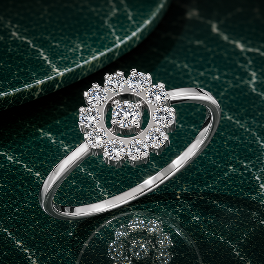 Glemzee Floating Halo Diamond Ring