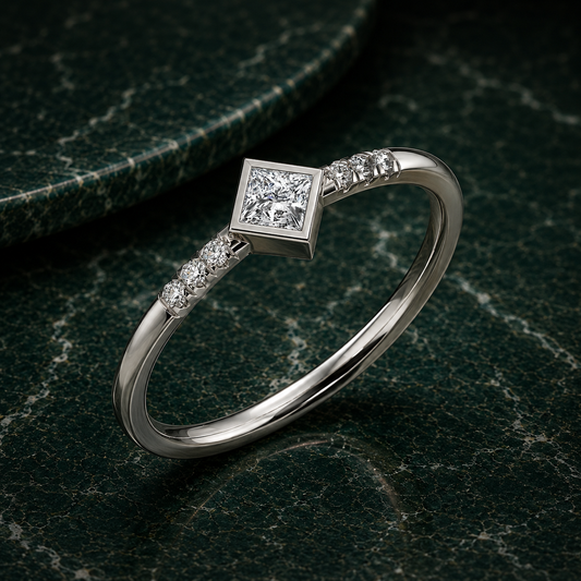Kite-Set Princess Diamond Ring