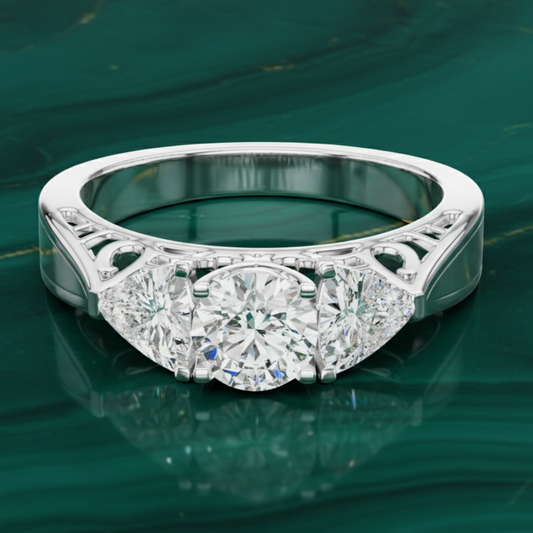 Regal Trilliance Round & Trillion Three-Stone Ring