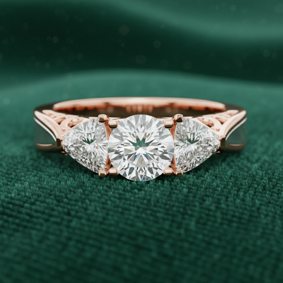 Regal Trilliance Round & Trillion Three-Stone Ring