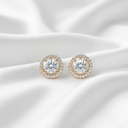 Dazzling Diamond Halo Stud Earrings