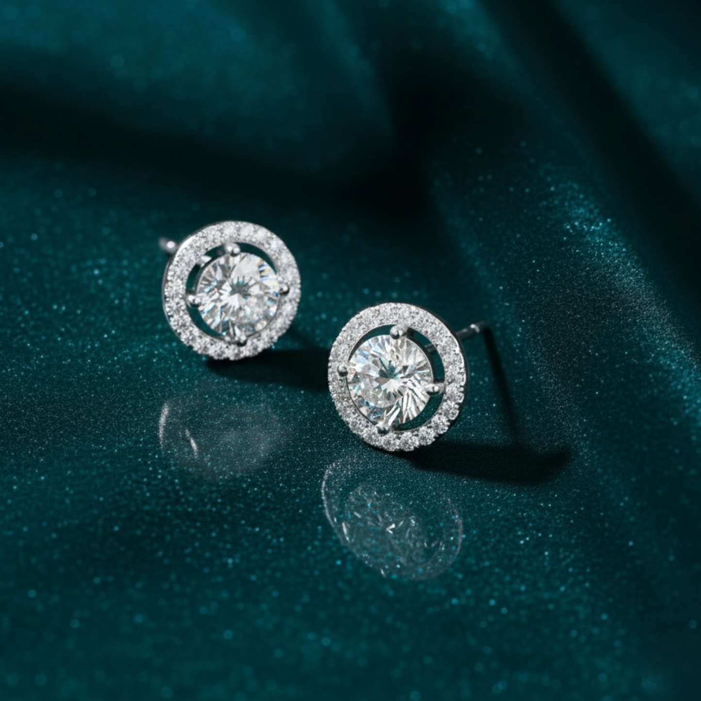 Dazzling Diamond Halo Stud Earrings