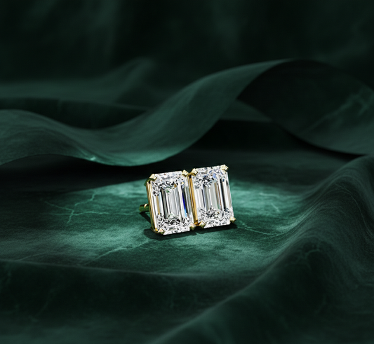Emerald-Cut Lab Grown Diamond Stud Earrings / Sustainable Luxury Jewelry