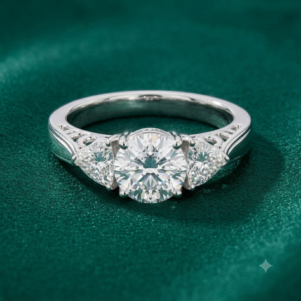 Regal Trilliance Round & Trillion Three-Stone Ring