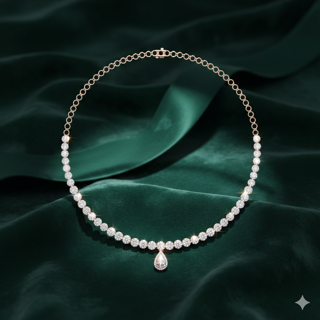 Round Brilliant Halo Serenity Necklace