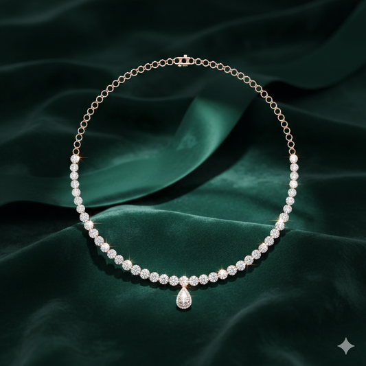 Round Brilliant Halo Serenity Necklace