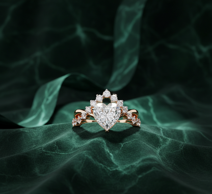 Heart Shape Diamond Halo Ring | Romantic Engagement Ring for Women