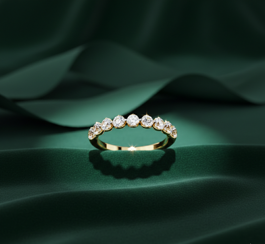 Round Cut Diamond Half Eternity Band | Luxury Wedding & Stacking Ring