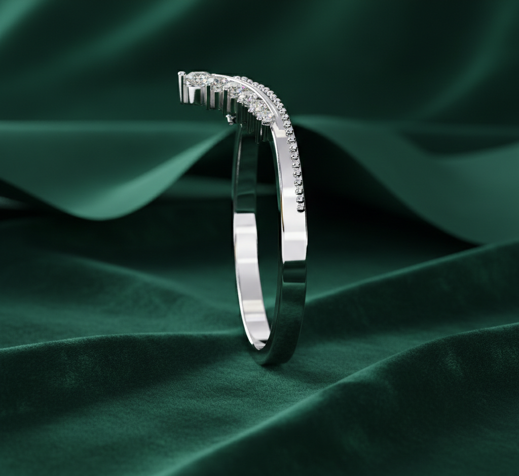 Diamond V Tiara Wedding Band | Crown Contour Ring
