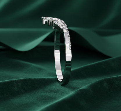Diamond V Tiara Wedding Band | Crown Contour Ring