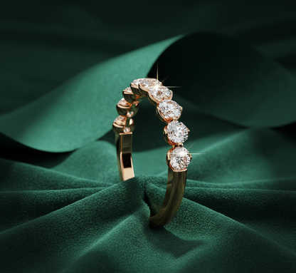 Round Cut Diamond Half Eternity Band | Luxury Wedding & Stacking Ring