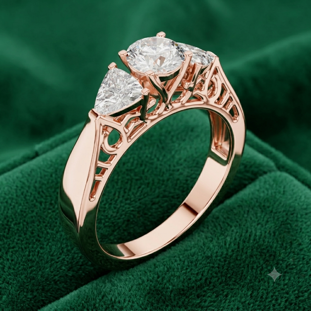 Regal Trilliance Round & Trillion Three-Stone Ring