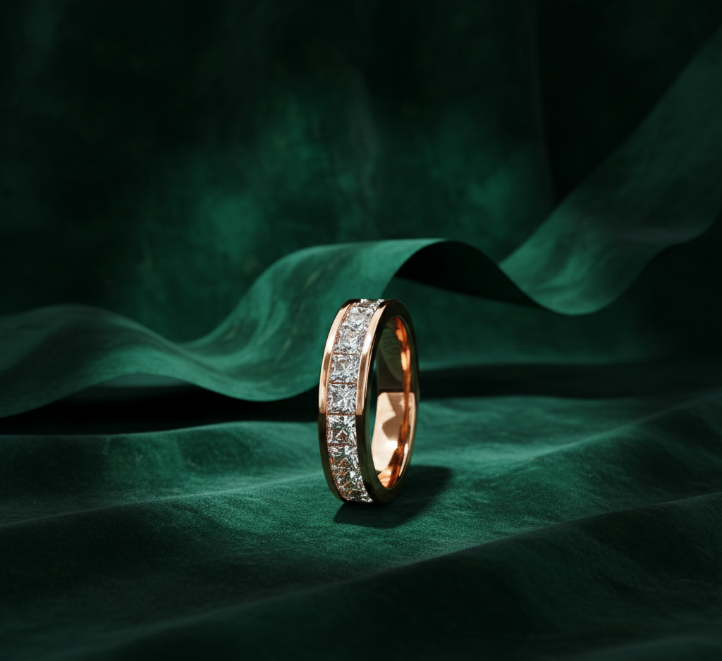 Princess Cut Diamond Eternity Band | Channel Set Luxury Wedding Ring