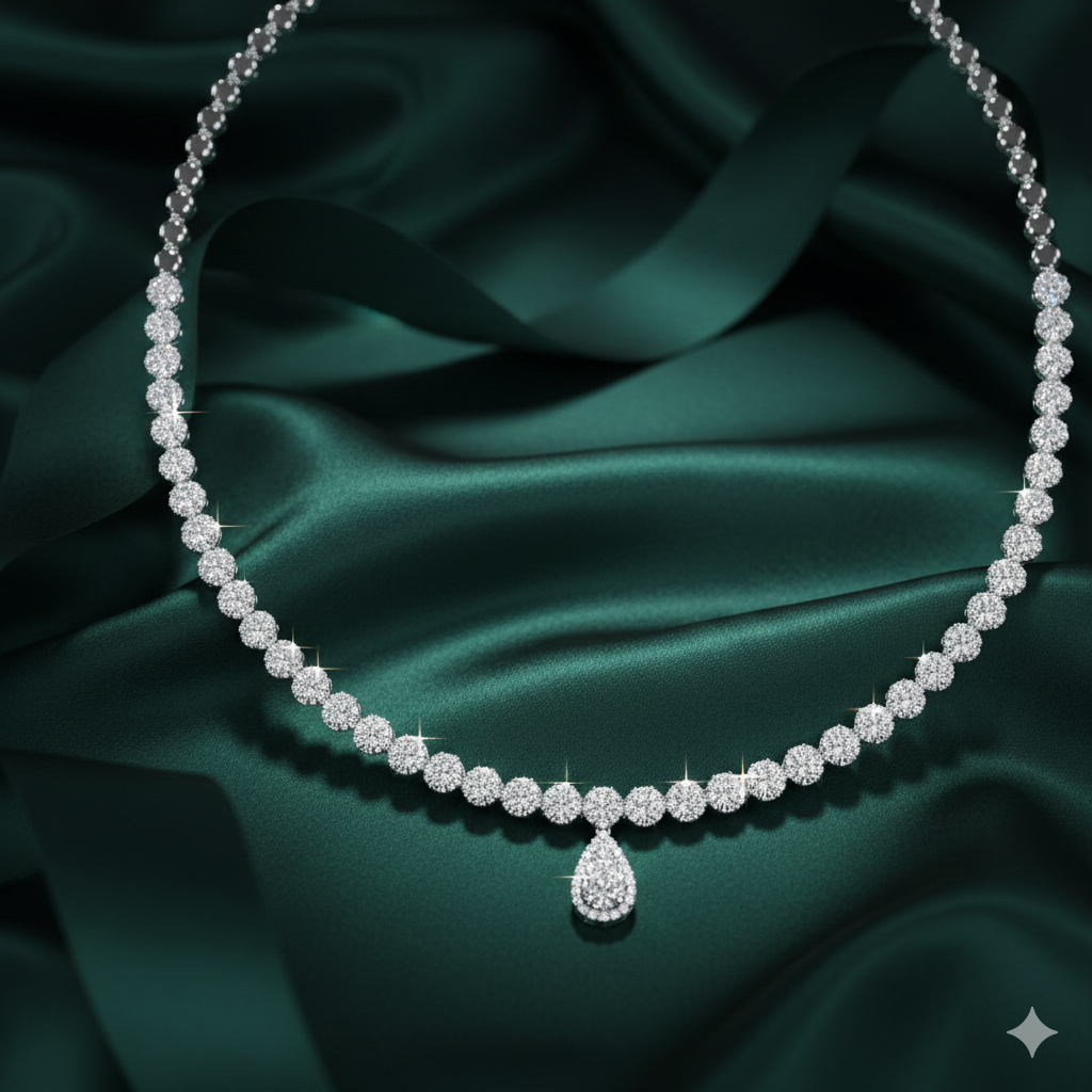 Round Brilliant Halo Serenity Necklace