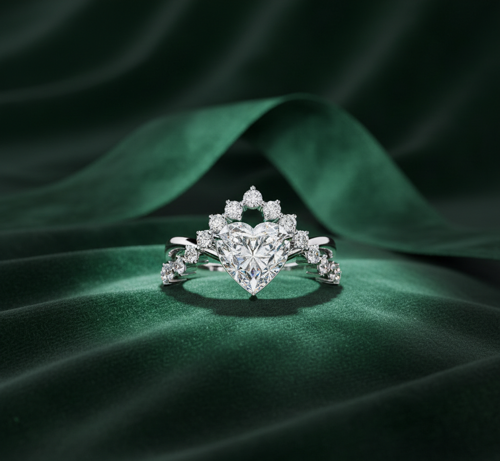 Heart Shape Diamond Halo Ring | Romantic Engagement Ring for Women