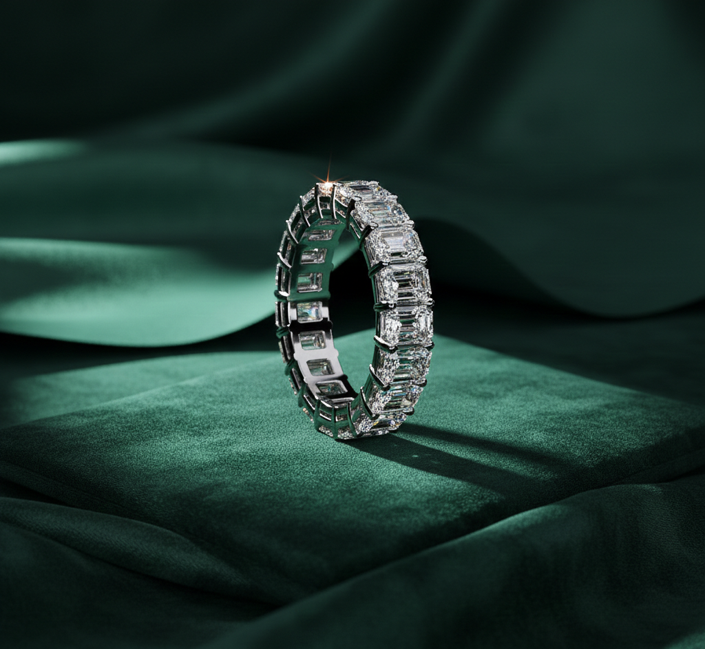 Emerald Cut Diamond Eternity Band | Luxury Wedding Ring