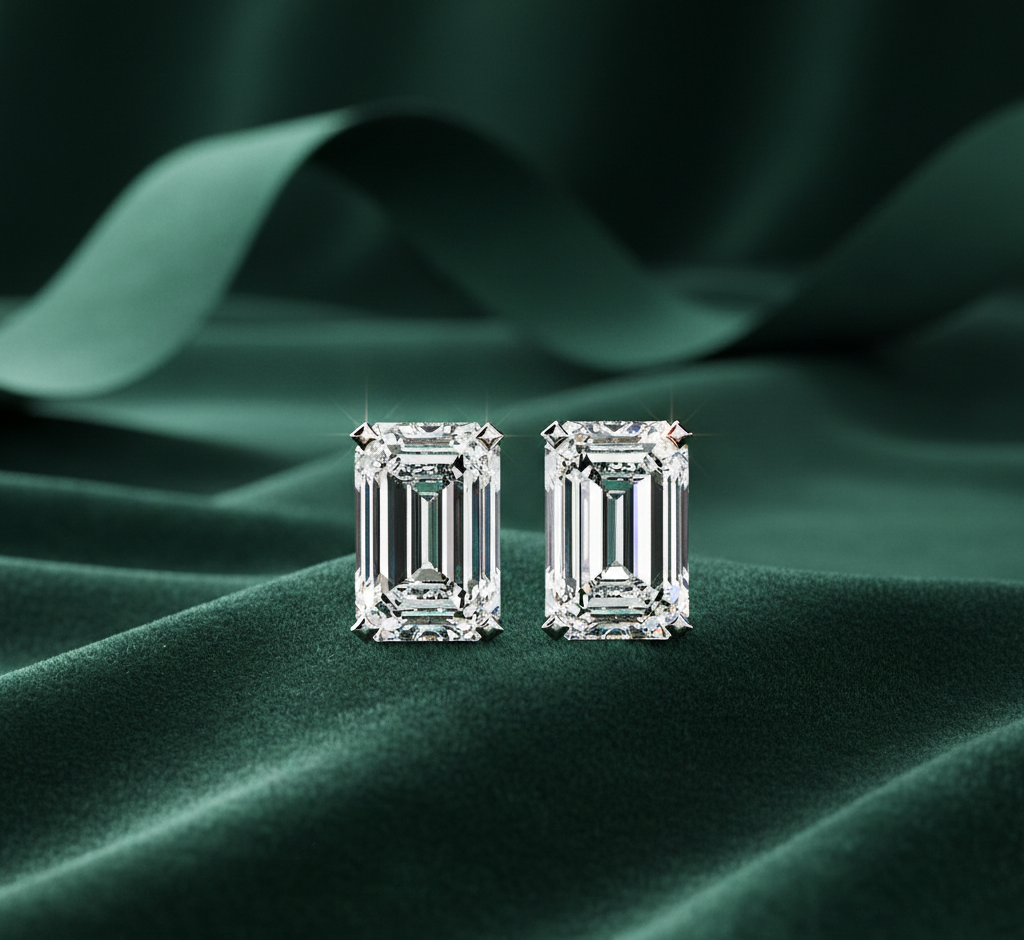 Emerald-Cut Lab Grown Diamond Stud Earrings / Sustainable Luxury Jewelry