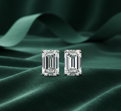 Emerald-Cut Lab Grown Diamond Stud Earrings / Sustainable Luxury Jewelry