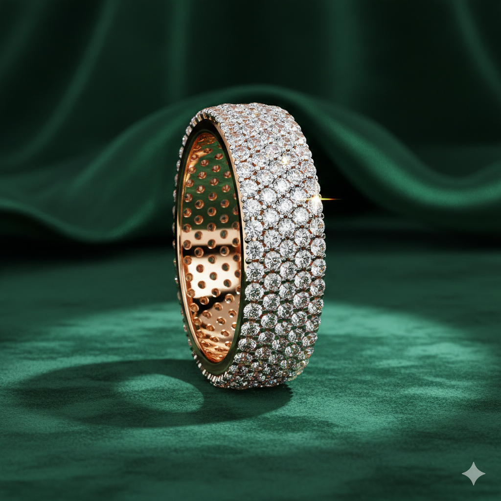 Multi Row Pavé Diamond Eternity Band | Luxury Statement Ring