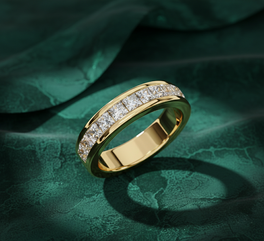 Princess Cut Diamond Eternity Band | Channel Set Luxury Wedding Ring