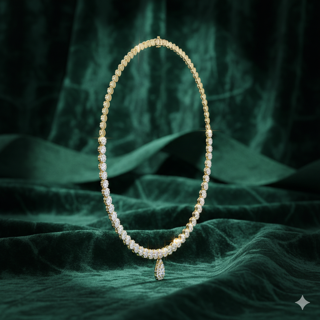 Round Brilliant Halo Serenity Necklace