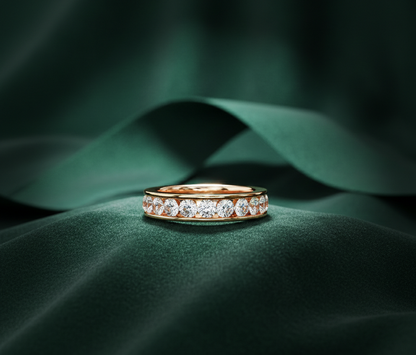 Round Cut Diamond Half Eternity Band | Channel Set Luxury Wedding Ring