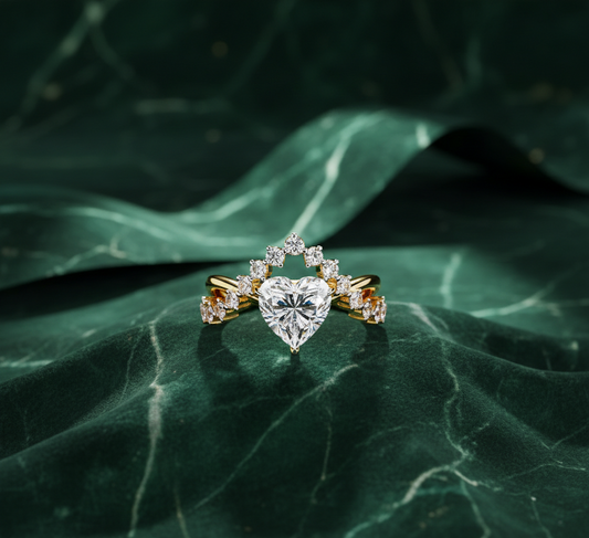 Heart Shape Diamond Halo Ring | Romantic Engagement Ring for Women