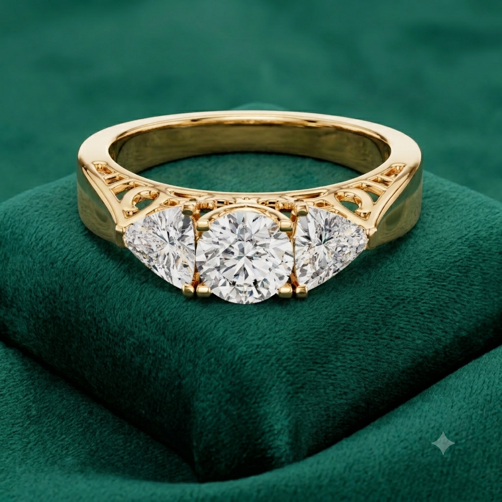 Regal Trilliance Round & Trillion Three-Stone Ring