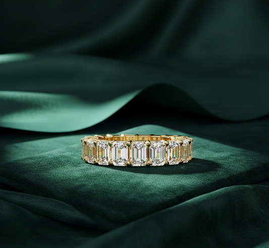 Emerald Cut Diamond Eternity Band | Luxury Wedding Ring