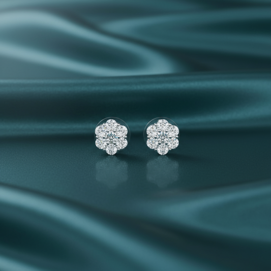 Celeste Bloom Diamond Cluster Stud Earrings