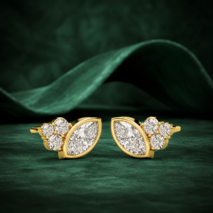 Marquise & Round Diamond Cluster Studs