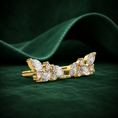 Marquise Diamond Curved Floral Vine Studs