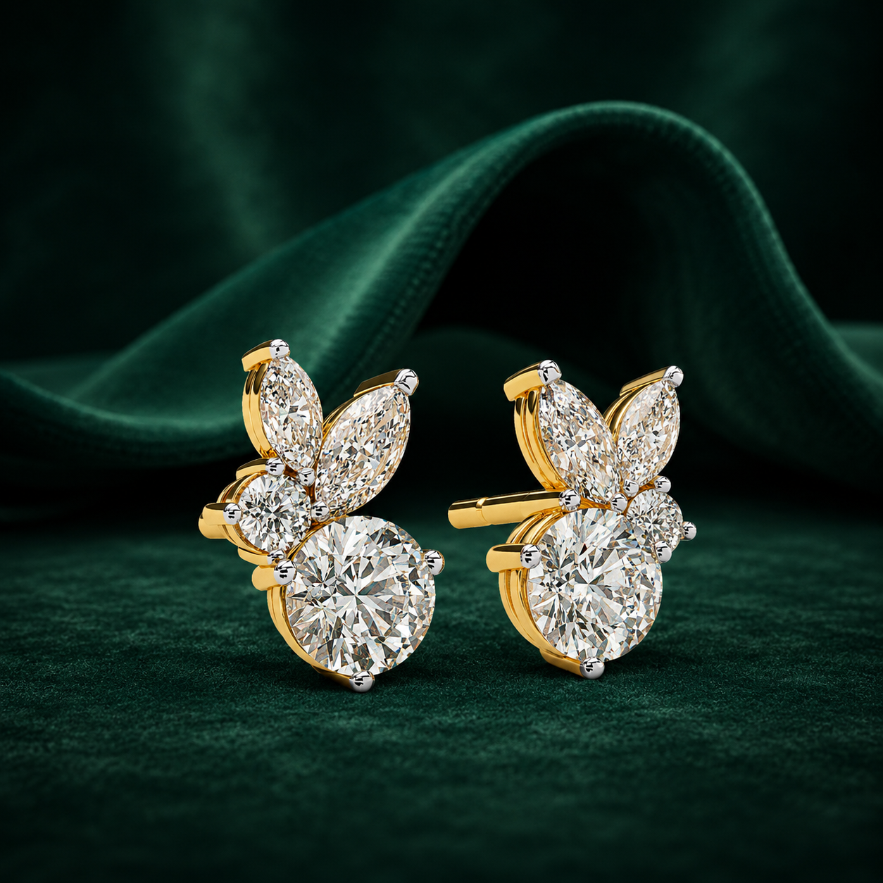 Asymmetrical Floral Earrings