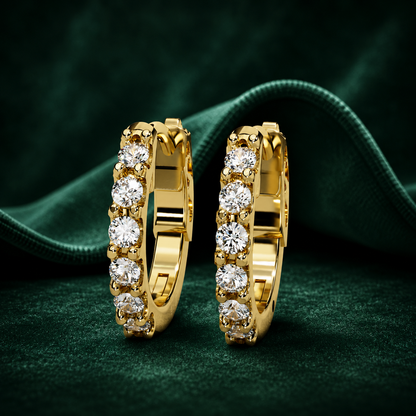 Round Diamond Huggie Hoop Earrings