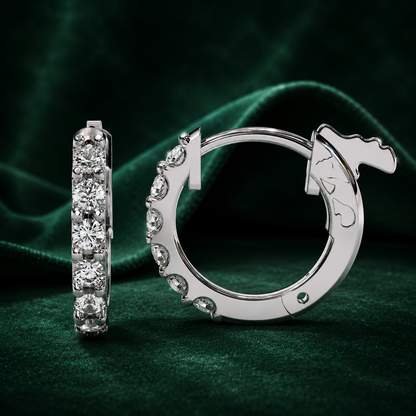 Round Diamond Huggie Hoop Earrings
