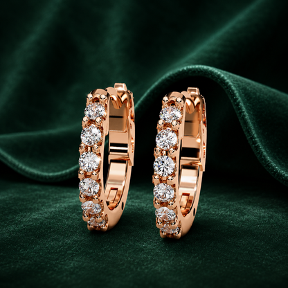 Round Diamond Huggie Hoop Earrings