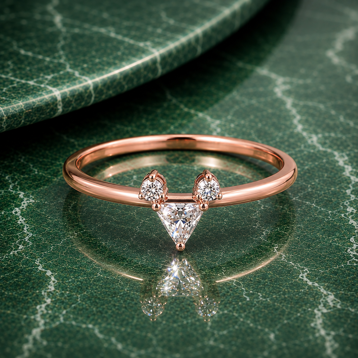Dainty Geometric Trillion Cut Diamond Ring