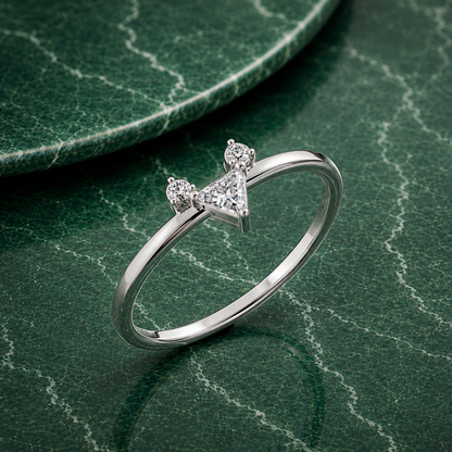 Dainty Geometric Trillion Cut Diamond Ring