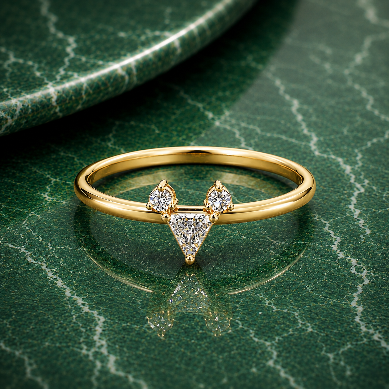Dainty Geometric Trillion Cut Diamond Ring