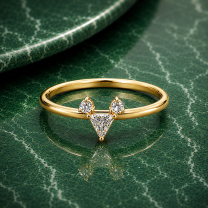 Dainty Geometric Trillion Cut Diamond Ring