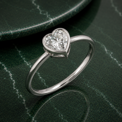 Bezel Set Heart Lab Grown Diamond Promise Ring