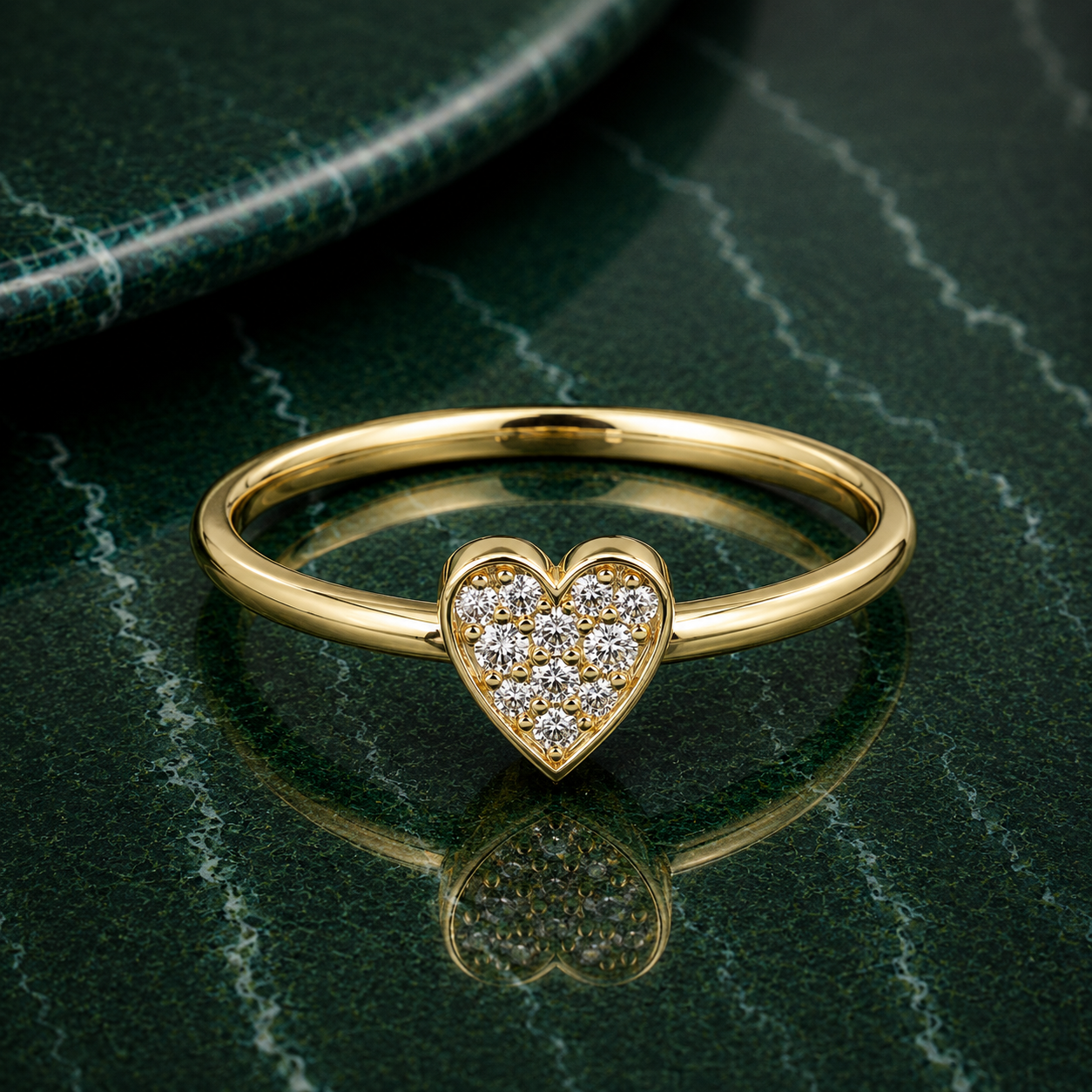 Minimalist Pavé Diamond Heart Ring