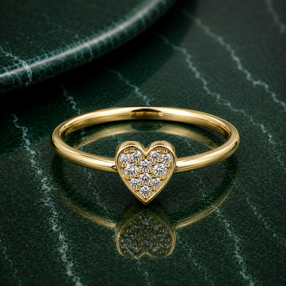 Minimalist Pavé Diamond Heart Ring